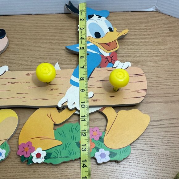 Vtg Walt Disney Productions Mickey Donald Wooden Wall Coat Rack w 4 Hooks 1982 - Picture 8 of 8